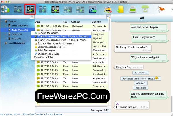 backuptrans iphone whatsapp to android transfer for mac crack